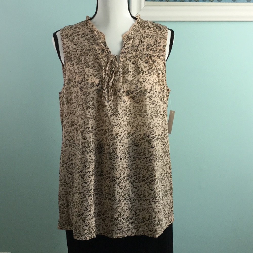 Simply Style- Peach & Brown Sleeveless Blouse